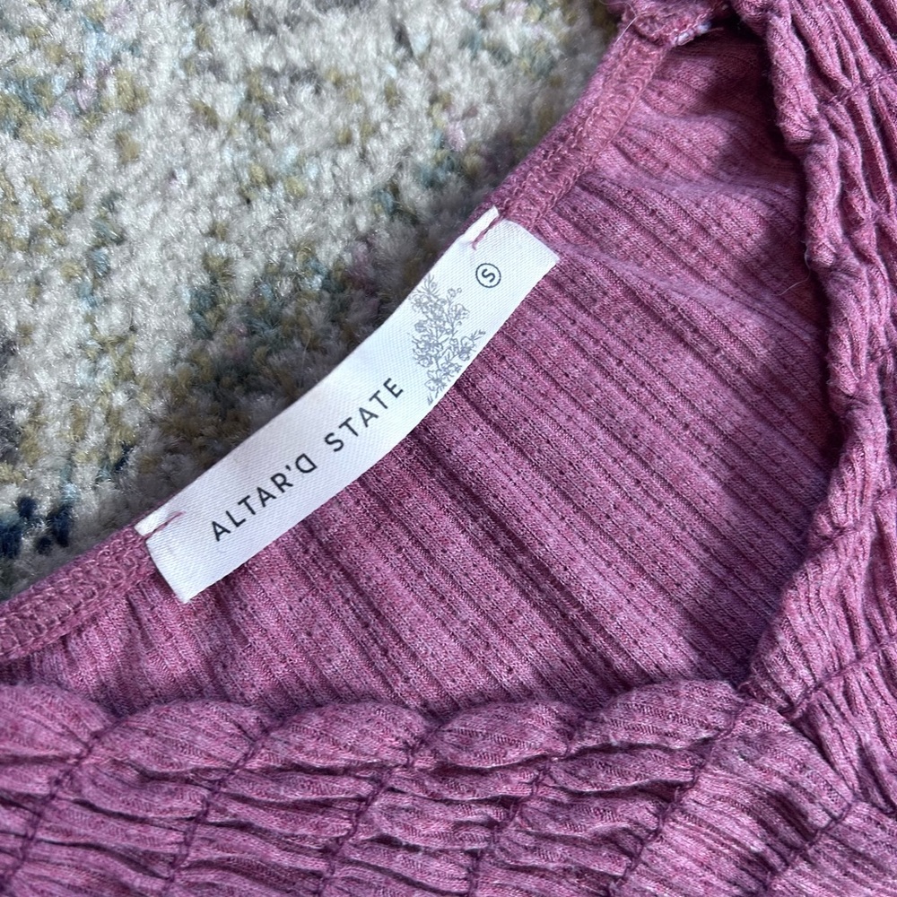 Altar'd State Red Ribbed Smocked Top - Picture 3 of 3